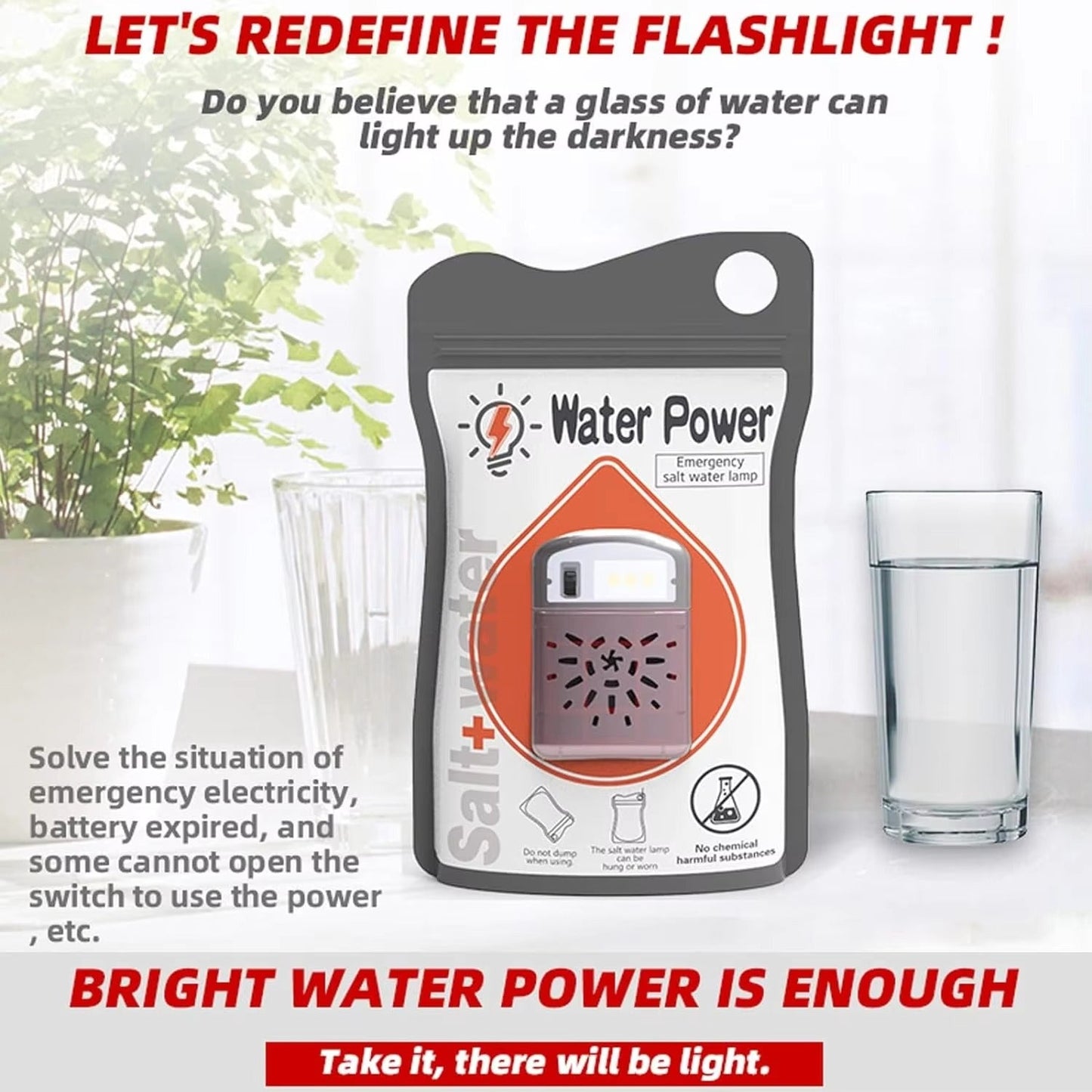 Water-Powered Emergency Camping Light
